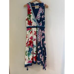 Maeve Anthropologie Botanica Dress 8 Multi Floral Sleeveless Faux Wrap Flowy